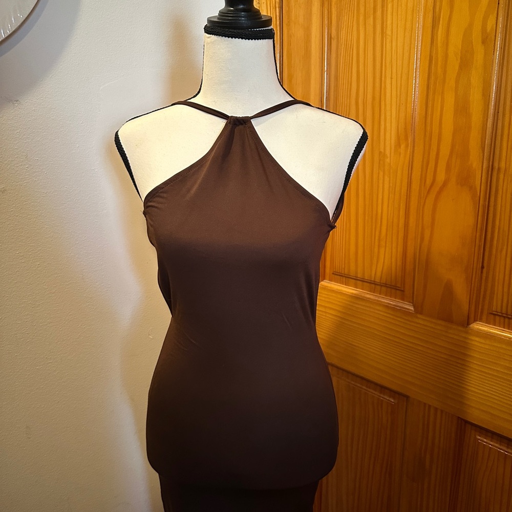 Elegant Brown Halter Top